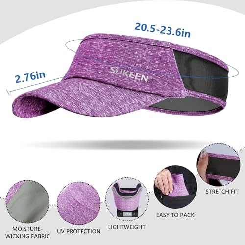 Lightweight Sports Sun Visor Hat for Running Golf & Daily Wear - Purple, One Size