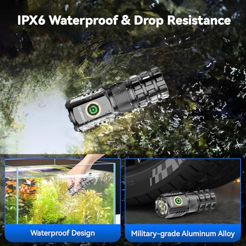 Mini LED Flashlight 2550 Lumens with Magnetic Base, USB-C Rechargeable