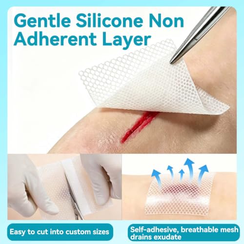 Dimora Wound Contact Layer Silicone Non-Adhering Dressings 4x7 Inches Pack of 5