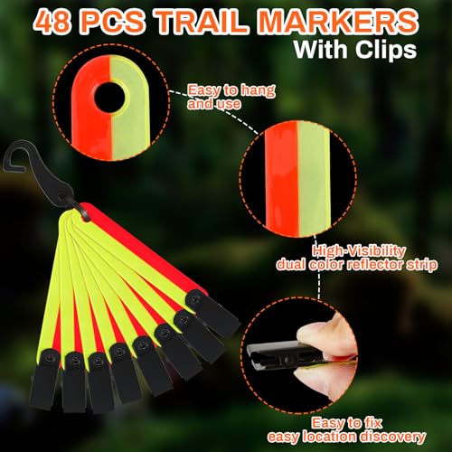 48 Pcs High Visibility Trail Markers - Bright Orange & Yellow for Hiking and Hunting