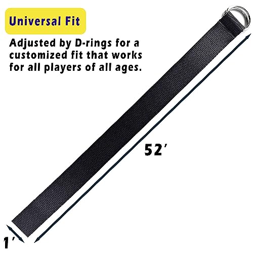 Football Belt with Stainless Steel D Rings - Black, 52 Inches for Men Women Kids