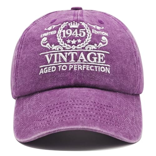 80th Birthday Gifts for Men Women, 80th Birthday Decorations, Adjustable Washed Cotton Embroidered Baseball Caps