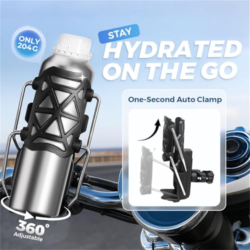 Adjustable Handlebar Cup Holder for Bicycle Motorcycle Scooter Marine Black A