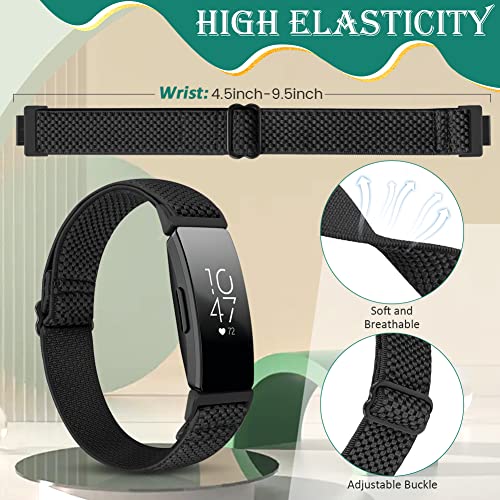 Adjustable Elastic Nylon Sport Bands Compatible with Fitbit Inspire 3/Inspire 2/Inspire/Inspire HR/Ace 2/Ace 3, Soft Loop Stretchy Straps Replacement Wristbands for Fitbit Inspire Women Men