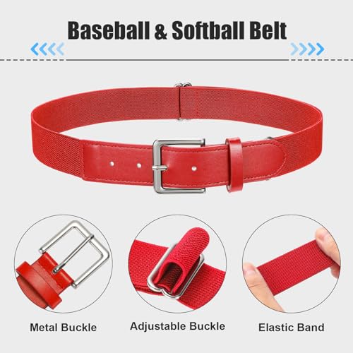 Youth & Adult Baseball Socks and Belt Combo Over the Knee Red Medium