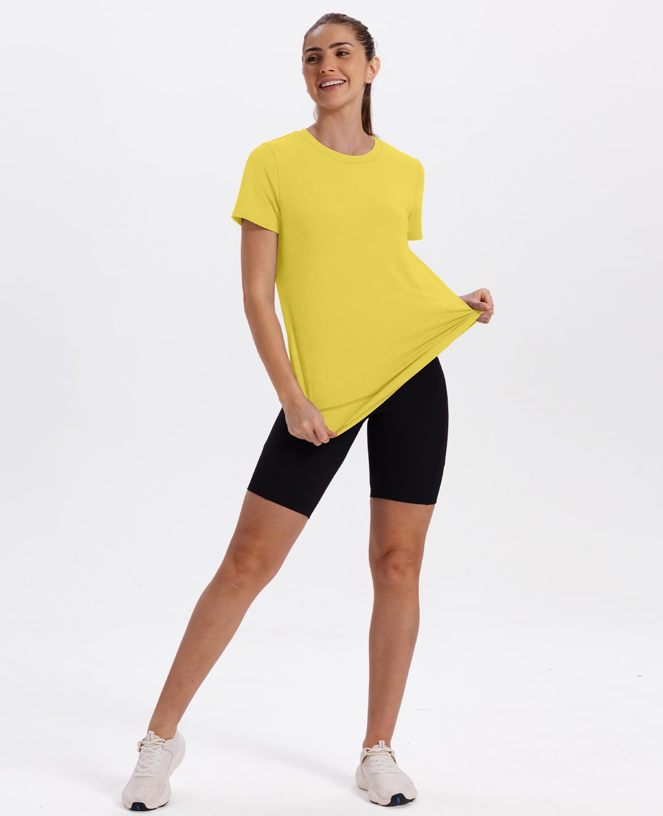 Summer Tops for Women 2026 Short Sleeve Workout Clothes Athletic Shirts Pilates Outfits Camisetas Deportivas para Mujer Blue L