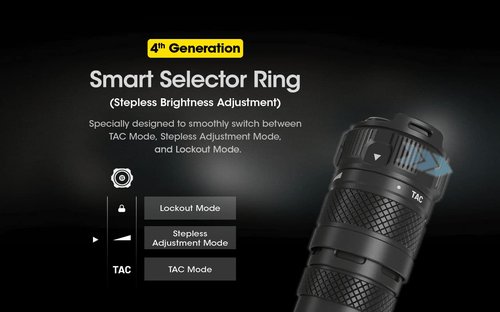 Nitecore SRT7i Tactical Flashlight, 3000 Lumen Long Throw USB-C Rechargeable with Stepless Brightness Adjustment and a Lumentac Organizer