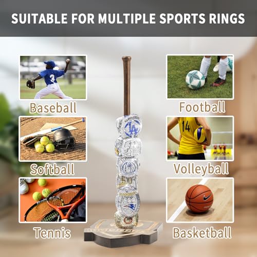 Wooden Baseball Ring Holder Display Stand for Championship Rings