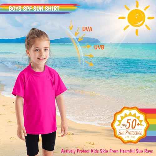 Boy's UPF 50+ Rash Guard Swim Shirts Short Sleeve Sun Protection SPF Fishing Surfing Water Beach Shirts Quick Dry