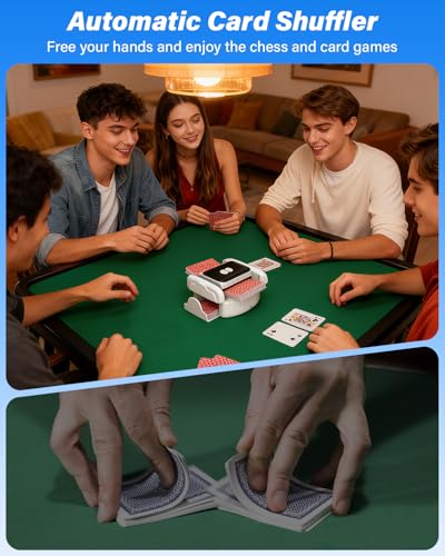Rechargeable Card Shuffler for Poker, UNO & Bridge - Automatic with Removable Tray