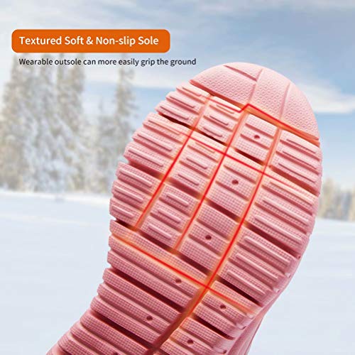 Waterproof Toddler Snow Boots with Glitter Pink Trim - Slip Resistant Winter Shoes
