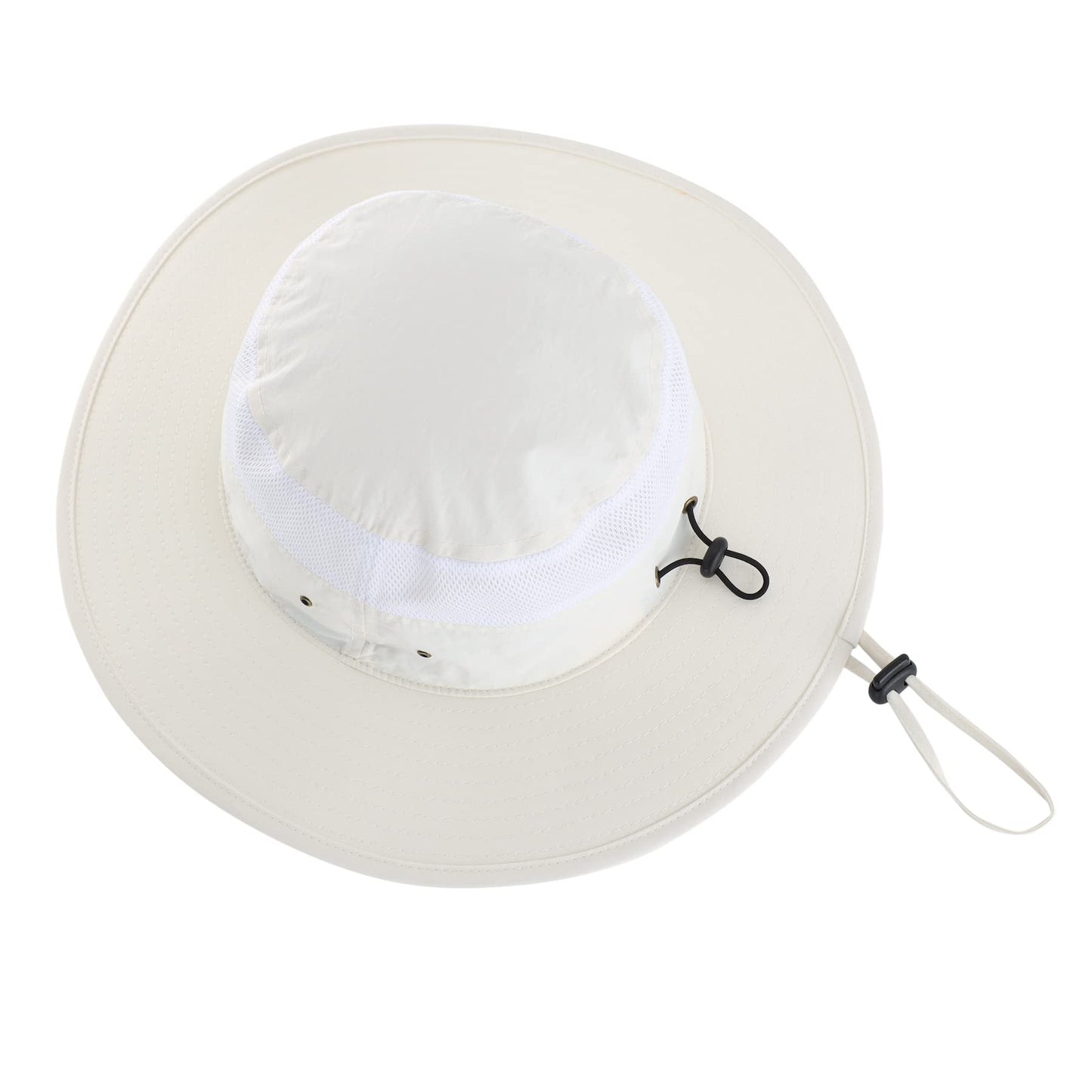 Home Prefer Men's Sun Hat UPF 50+ Wide Brim Bucket Hat Windproof Fishing Hats (Ivory)