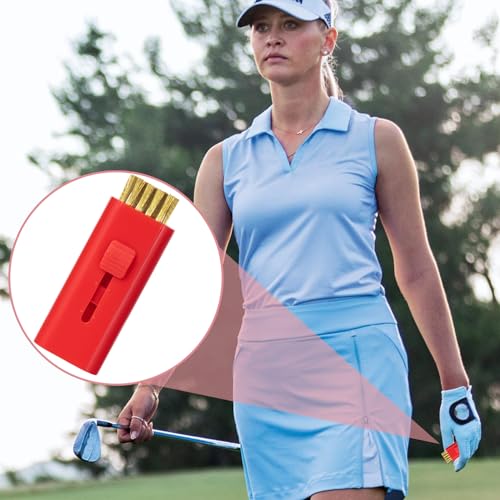 Retractable Golf Club Cleaner Brush Set - Red, 4 Pack Portable Groove & Putter Brush