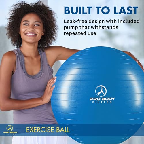 ProBody Pilates Yoga Ball - Gym Grade Exercise Ball, Blue, 15-18 Inches