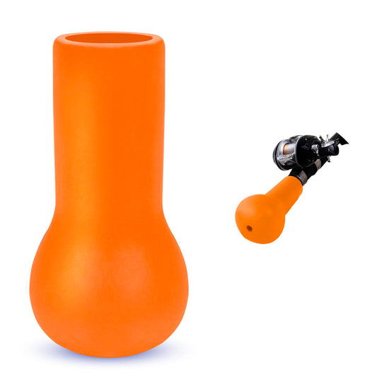 Fishing Rod Butt Cushion, Portable Belly Top Pole Bracket Fish Rod Belly Spherical Barrel, Shock Absorption EVA Foam Stand Up Fishing Pole Holder Base Support for Better Control (Orange)