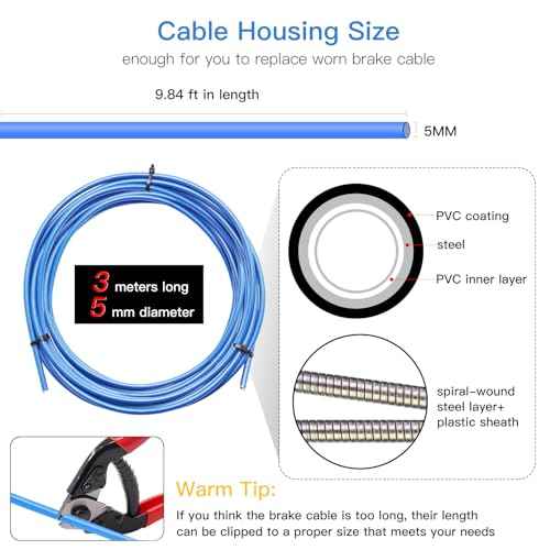 Universal Brake Cable Housing,5mm 3Meters,Lined Bicycle/Bike Brake Cable Housing,Bicycle Brake Cable Gear Wires,DIY Replacement Accessory Kit for Mountain/Road Bicycles with End Caps & Ferrules,Blue