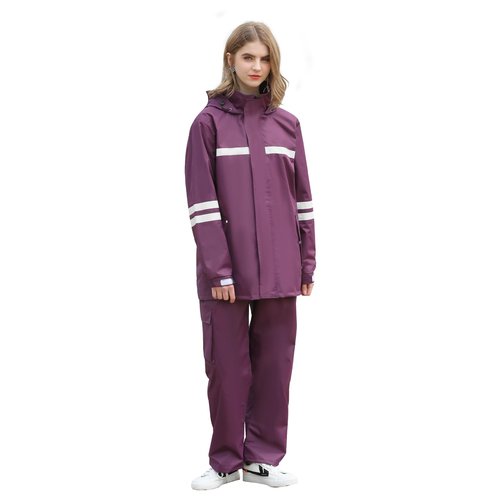 RAINFREEM Rain Suit for Men & Women，Waterproof Rain Jacket & Trouser Suit with Reflective Strip,All-Sport Raincoat Anti-storm