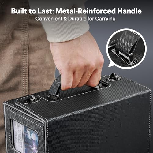 Kabinka Black Commander Deck Box for MTG with Handle, Secure Card Storage