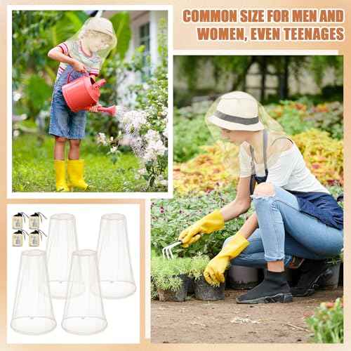 HESTYA 4 Pack Mosquito Net Face Mesh Protecting Net for Outdoor Hiking Camping Climbing Mosquito Fly Insects Preventing(Beige)