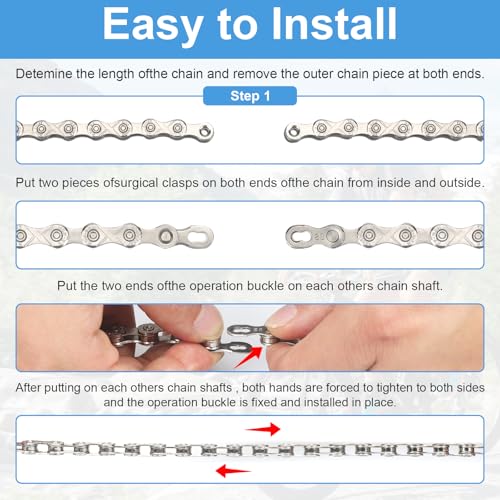 9/18/27 Speed Bike Chain,Bicycle Chain for Road Bike MTB Mountain Racing Cycling Compatible with All Major Systems,116 Links,Steel Cycling Hollow Out Chains with Quick Link