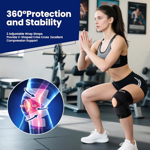 Adjustable Knee Brace for Meniscus Tear & Knee Pain - Black, Medium - Support & Stabilizer