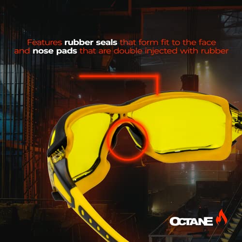 Octane Sport Motorcycle Riding Safety Glasses with Yellow Gasket and Lens