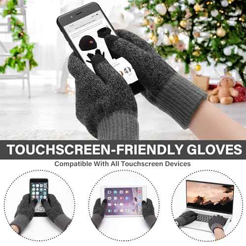 FZ FANTASTIC ZONE Mens Winter Knit Hat Beanie Long Neck Scarf Touchscreen Gloves Set Fleece Skull Caps Gifts for Men Women