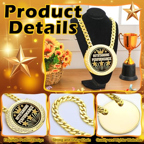 Large Gold Award Medal 6" Trophy with Chain - Outstanding Performance Variation