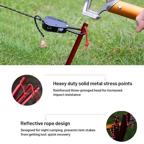18+2 Pack Aluminum Tent Stakes - Red, Heavy Duty Y-Beam Ground Pegs for Camping