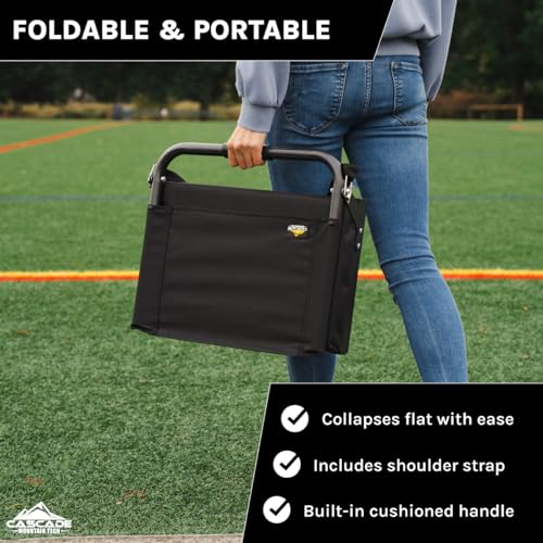Stadium Seat with Back Support - Ultra Padded & Foldable - Black