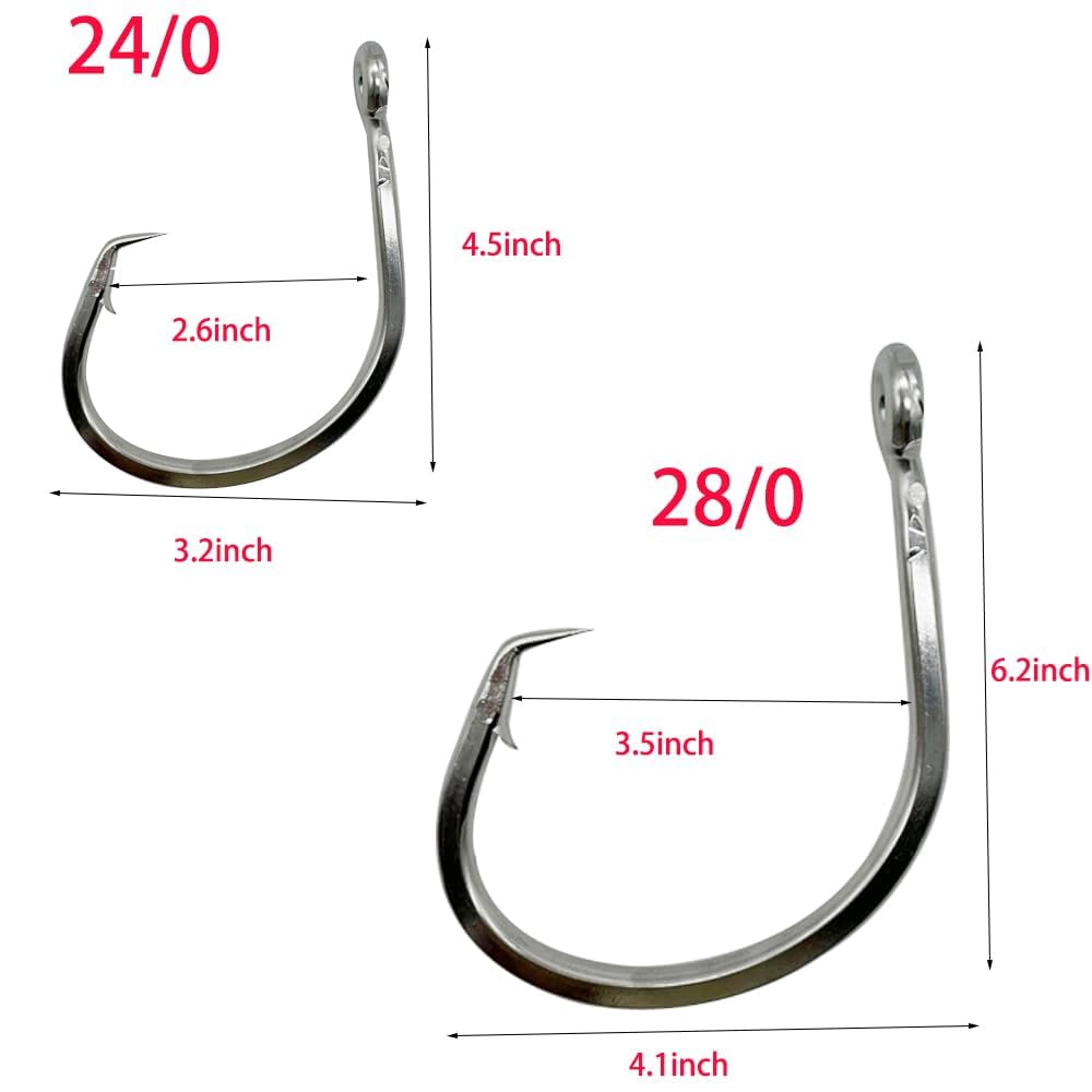 39960 Fishing Hook Giant 24/0 28/0 Stainless Steel Tuna Circle Hooks Shark Tuna Circle Big Game Saltwater Hook (28/0-1pcs)