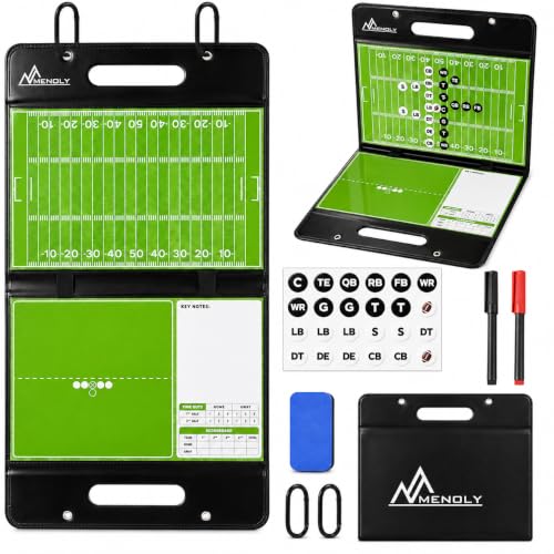 MENOLY Collapsible Leather Football Lineup Board for Coaches - Magnetic Strategy Clipboard, Digital Play Organizer, Football Coaching Tool