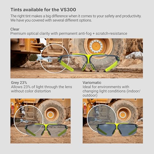 HexArmor VS300 Safety Glasses with Adjustable Side Arms Z87+ - Clear, Anti Fog & Scratch Resistant - Unisex