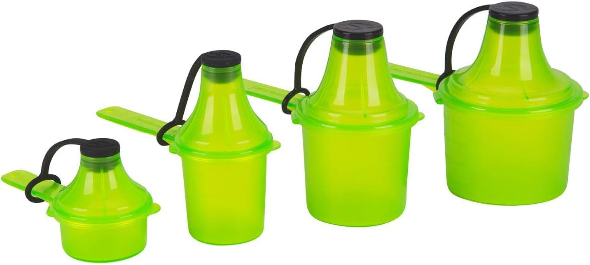 The Scoopie Supplement Container, Scoop, and Funnel System for Pre Workout Powder and Post Workout Protein, Spill Proof Holder Dispenser, Gym and Shaker Bottle Travel Accessory, PACK OF 4, BLACK