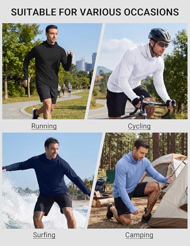 Sun Protection Hoodie with Mask for Men UPF 50+ Lightweight Long Sleeve SPF Fishing & Hiking Shirts
