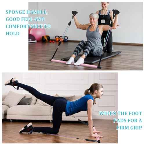 Pilates Bar Kit with 3 Set Resistance Bands, Multifunctional Pilates Workout Equipment for Women Men, Exercise Bands Set for Home Gym Fitness Yoga Strength Training