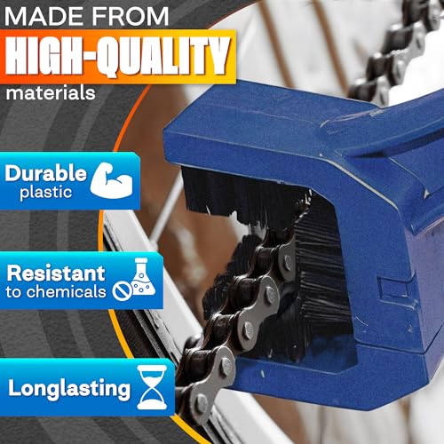 Motorcycle Chain Brush ? Durable Plastic Motorcycle Chain Cleaning Kit with Brush and Three-Sided Nylon Bristles for Fast and Effective Maintenance ? Supports Smooth Pedaling and Precise Gear Shifting