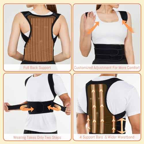 Back Brace, Posture Corrector for Women and Men,Scoliosis and Hunchback Correction,Brace for Upper and Lower Back,Relieve Back Pain,Comfortable and Effective (M)