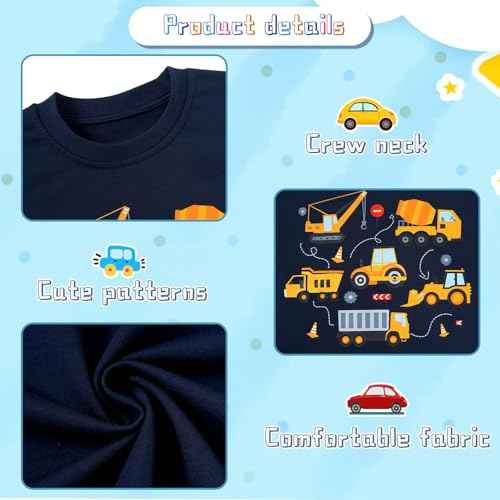 Funnycokid Toddler Boys Sweatshirts Kids Truck Construction Pullover Crew Neck 2-6 Years