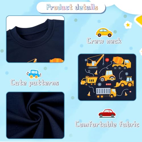 Funnycokid Toddler Boys Sweatshirts Kids Truck Construction Pullover Crew Neck 2-6 Years