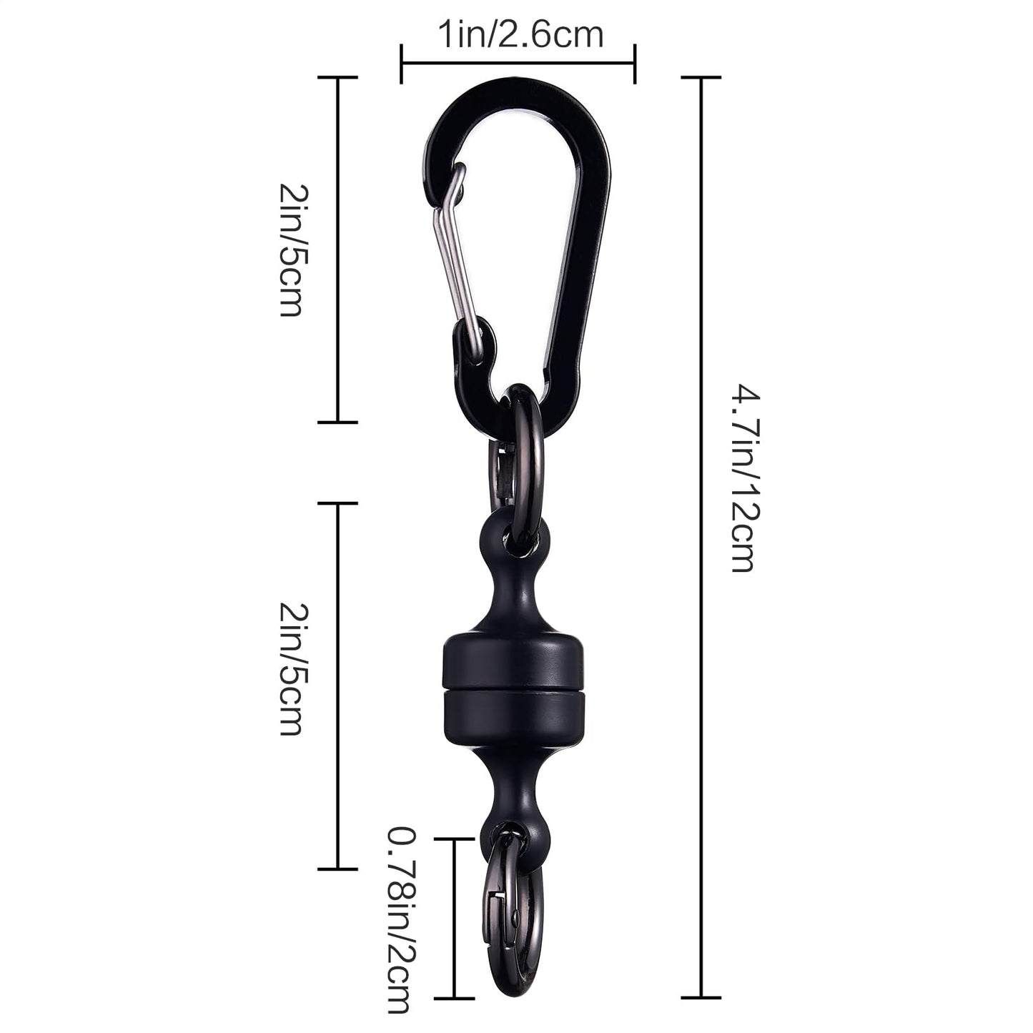 FANGZHIDI Quick Release Keychain,Magnetic Release Holder, Strongest Key Magnet Carabiner for Fly Fishing Bags, Belt, Car Key Fob,3 PCS,Black