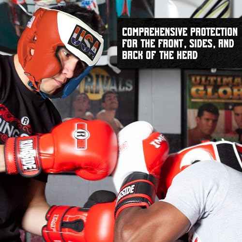 Ringside Competition Boxing Headgear, USA Boxing-Approved Leather Headgear with Cheek Protection, Great for MMA, Muay Thai, Kickboxing, and Training, Ideal for Men and Women, USA/Mexico, Large