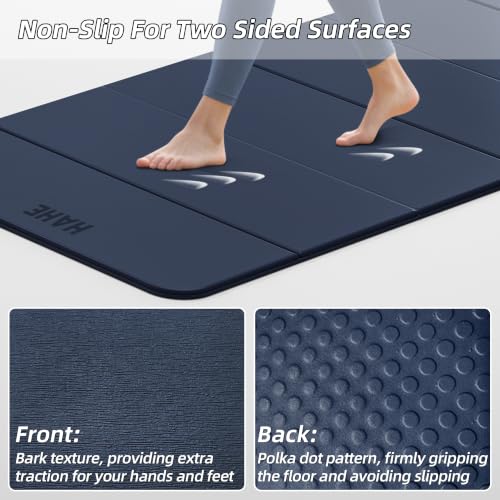 Foldable Yoga Mat 74" x 32" x 0.3" with Dual-Sided Non-Slip Surface - Navy Blue