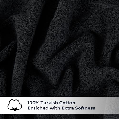 Black 12x40 Inch Gym Sweat Towel - High Absorbent Cotton Workout Towel