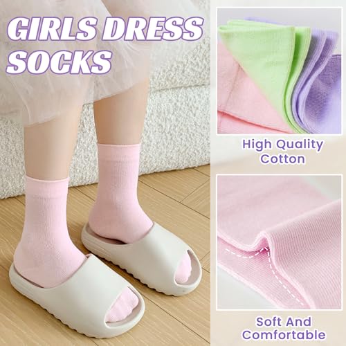 Kids Crew Socks 6 Pairs for 6-8 Years - Cotton Cute Youth Dress Socks