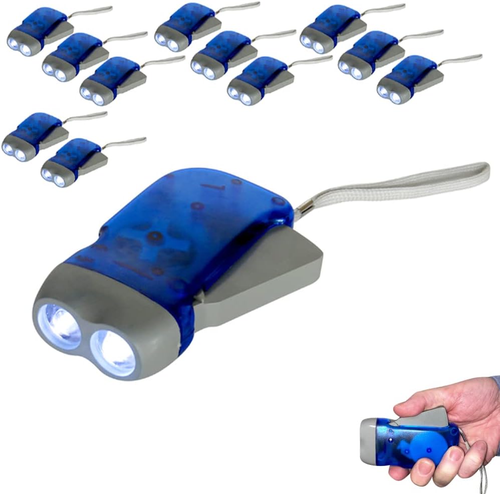 Hand Crank Emergency Flashlights - 4 Pack LED for Camping, Home & Car