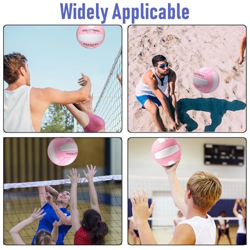 Pink Official Size 5 Synthetic Leather Volleyballs 6 Pack with Pump & Mesh Bag