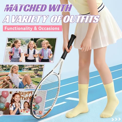 Kids Crew Socks 6 Pairs for 6-8 Years - Cotton Cute Youth Dress Socks