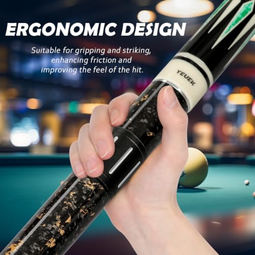 Black Carbon Fiber Pool Cue Extender with Adjustable Length and Bumpers
