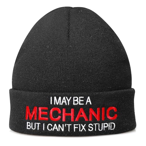 Funny Mechanic Beanie Hat with Witty Quote - Warm Unisex Winter Cap Gift